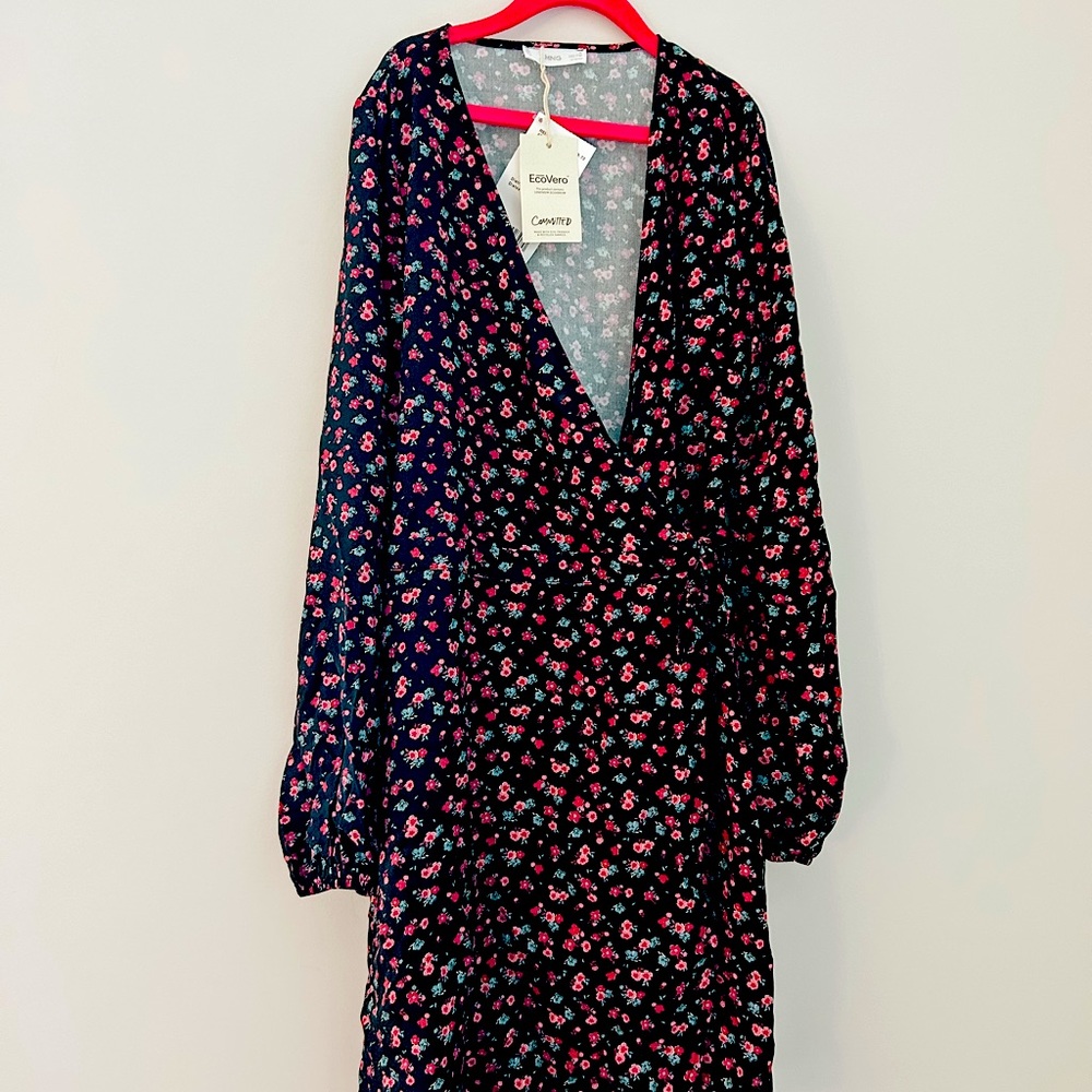 Mango long sleeve wrap dress girls